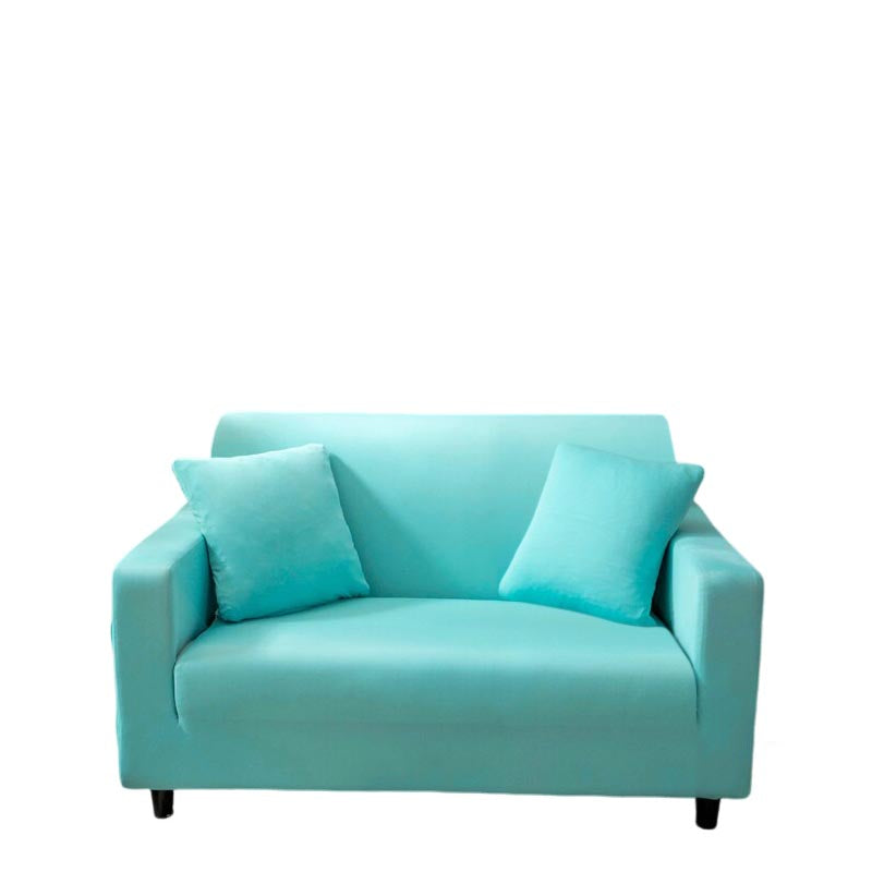 Anyhouz 2 Seater Sofa Cover Plain Blue Style and Protection For Living Room Sofa Chair Elastic Stretchable Slipcover