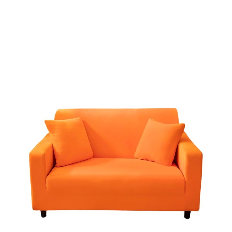 Anyhouz 2 Seater Sofa Cover Plain Orange Style and Protection For Living Room Sofa Chair Elastic Stretchable Slipcover