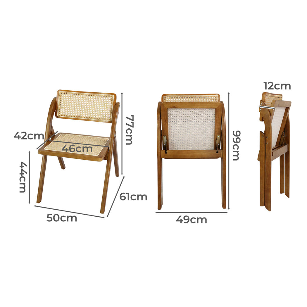 Levede 2X Foldable Rattan Dining Chairs Walnut-1954802988602232834