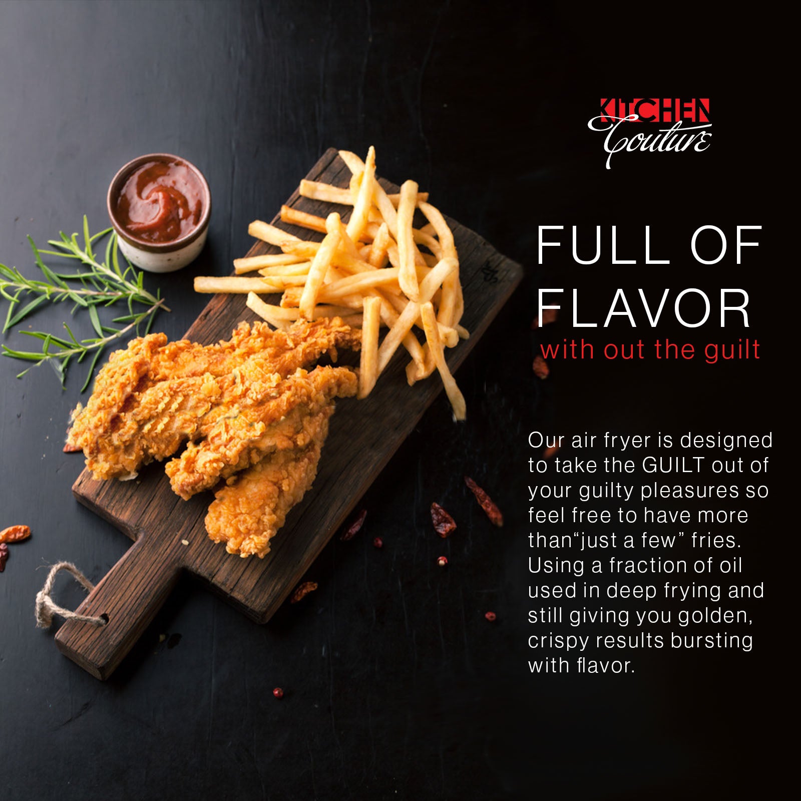 Kitchen Couture 3.4L Air Fryer Colour: Black-1951134803457871876