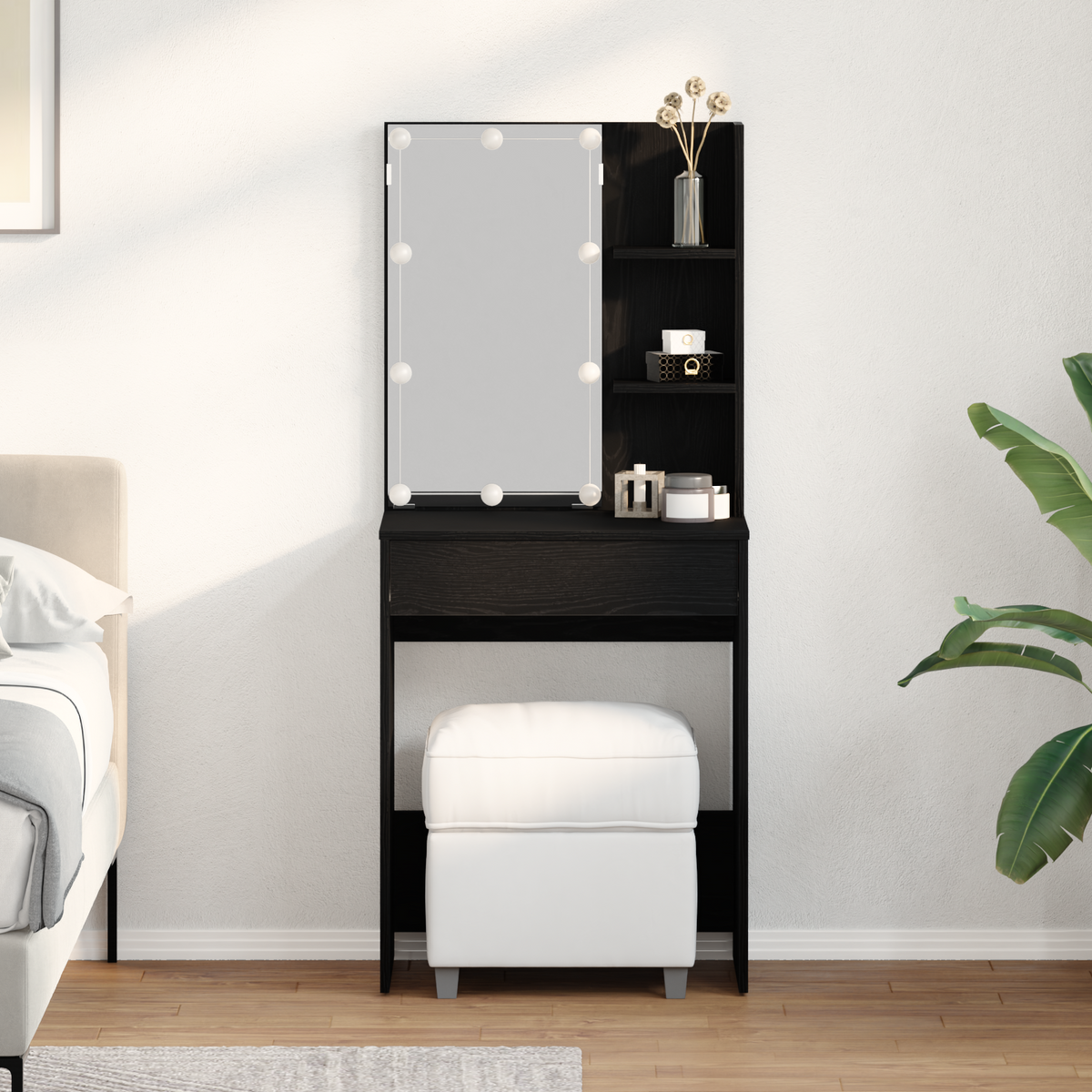 Dressing Table Black Oak 60 x 40 x 140 cm Engineered Wood