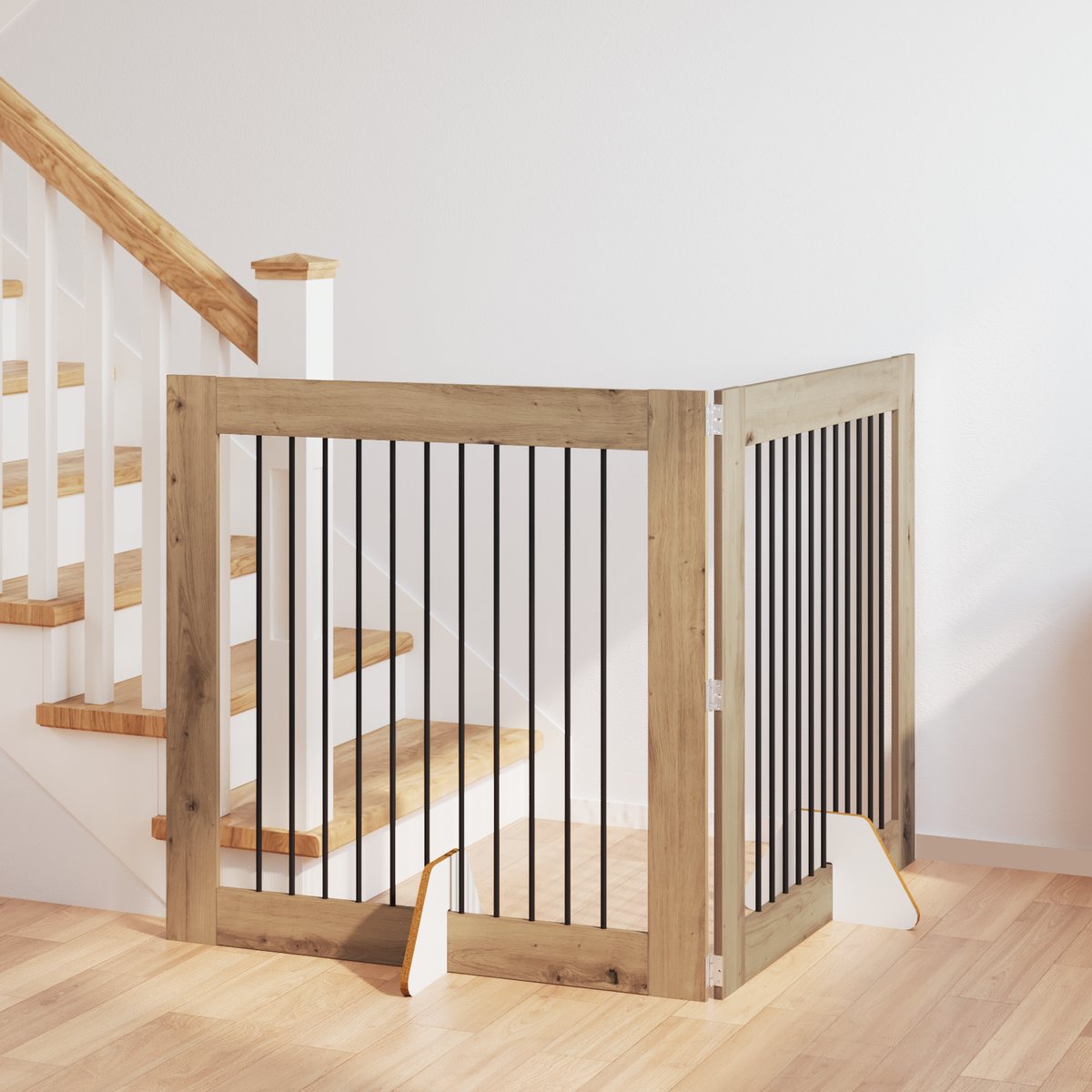 Foldable Dog Gate with Stands 2 pcs Artisan Oak 200.5 cm
