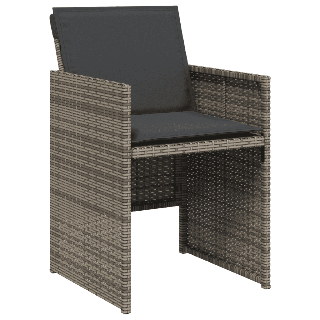 15 Piece Garden Dining Set with Cushions Grey Poly Rattan
