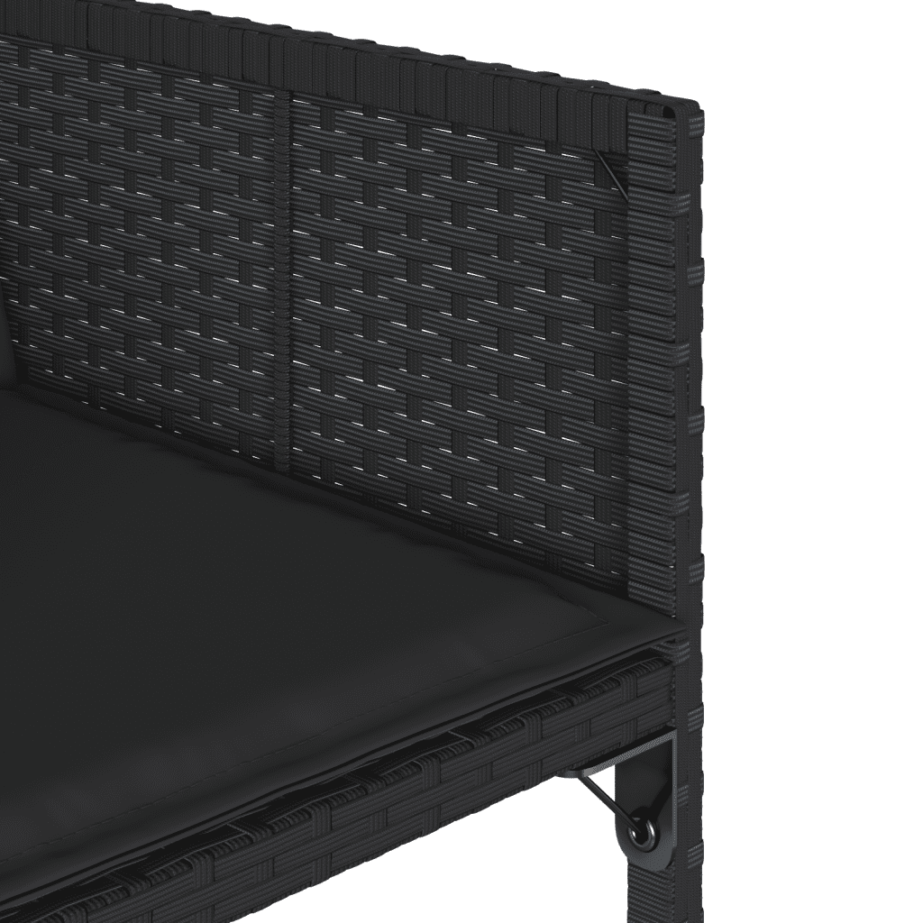 9 Piece Garden Dining Set with Cushions Black Poly Rattan
