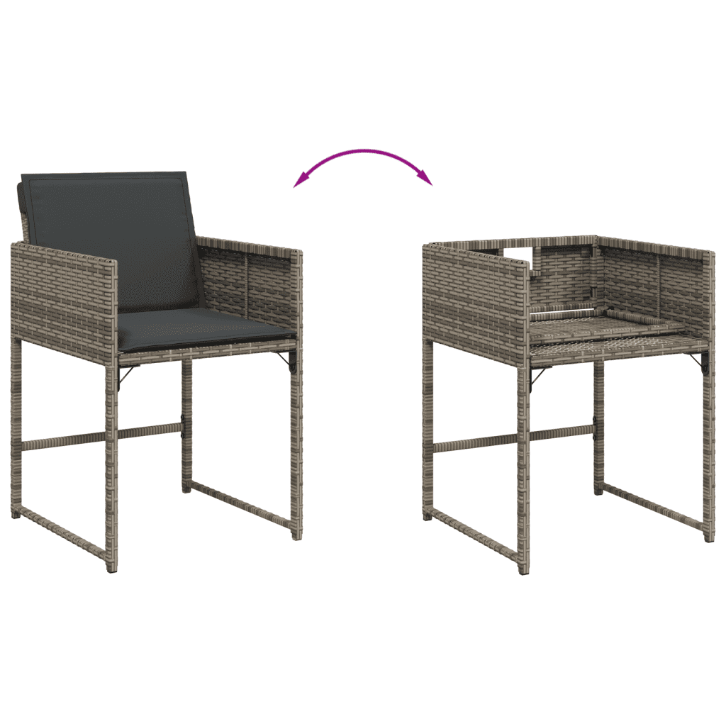 13 Piece Garden Dining Set with Cushions Grey Poly Rattan