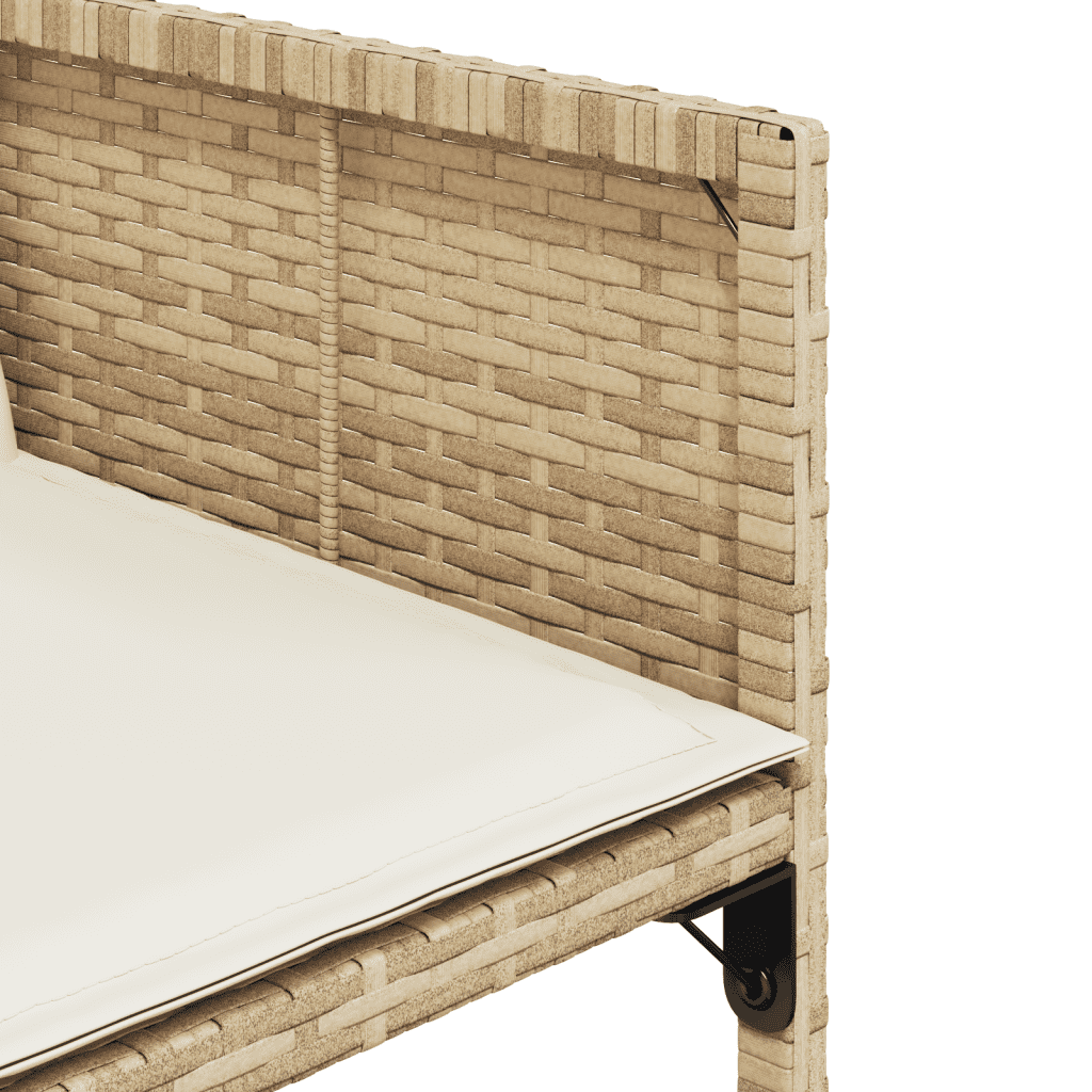 5 Piece Garden Dining Set with Cushions Beige Poly Rattan