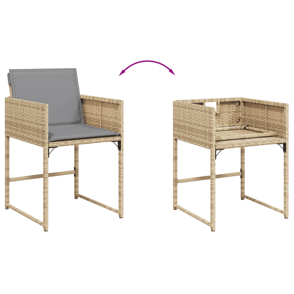 5 Piece Garden Dining Set with Cushions Mix Beige Poly Rattan