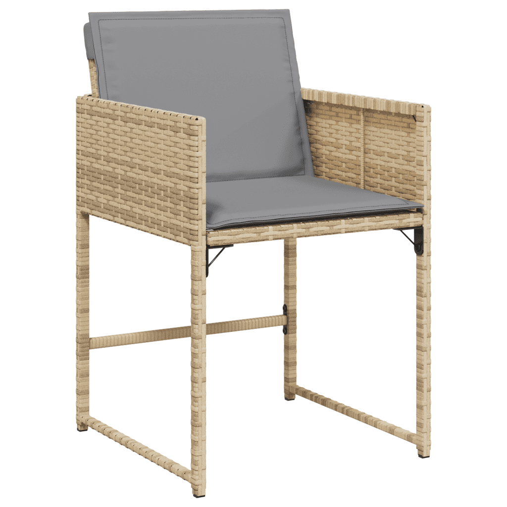 5 Piece Garden Dining Set with Cushions Mix Beige Poly Rattan