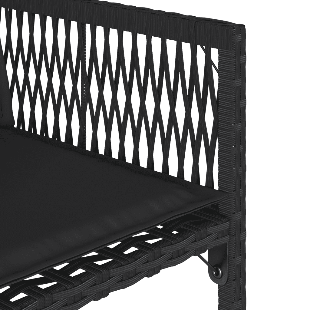 17 Piece Garden Dining Set with Cushions Black Poly Rattan