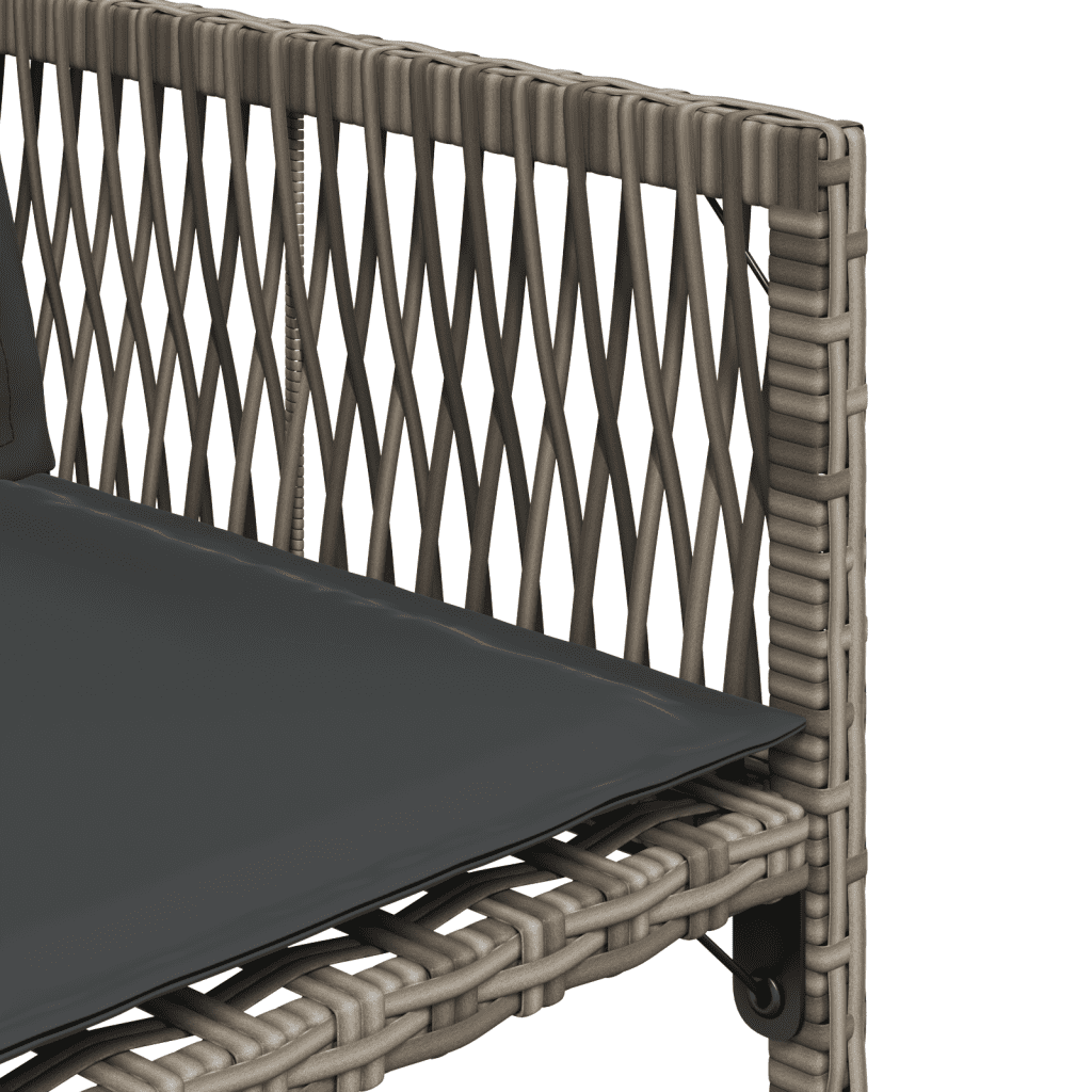 7 Piece Garden Dining Set with Cushions Grey Poly Rattan