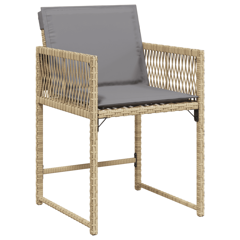 15 Piece Garden Dining Set with Cushions Mix Beige Poly Rattan