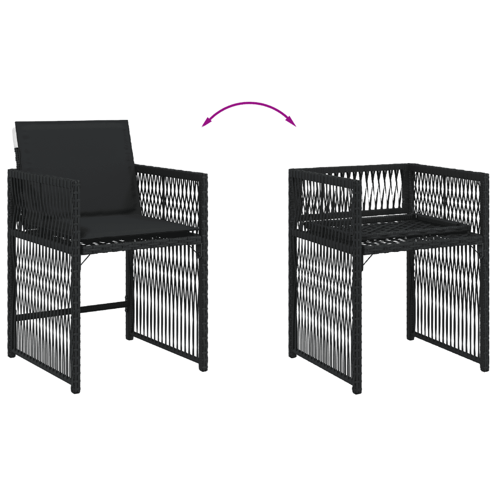 13 Piece Garden Dining Set with Cushions Black Poly Rattan