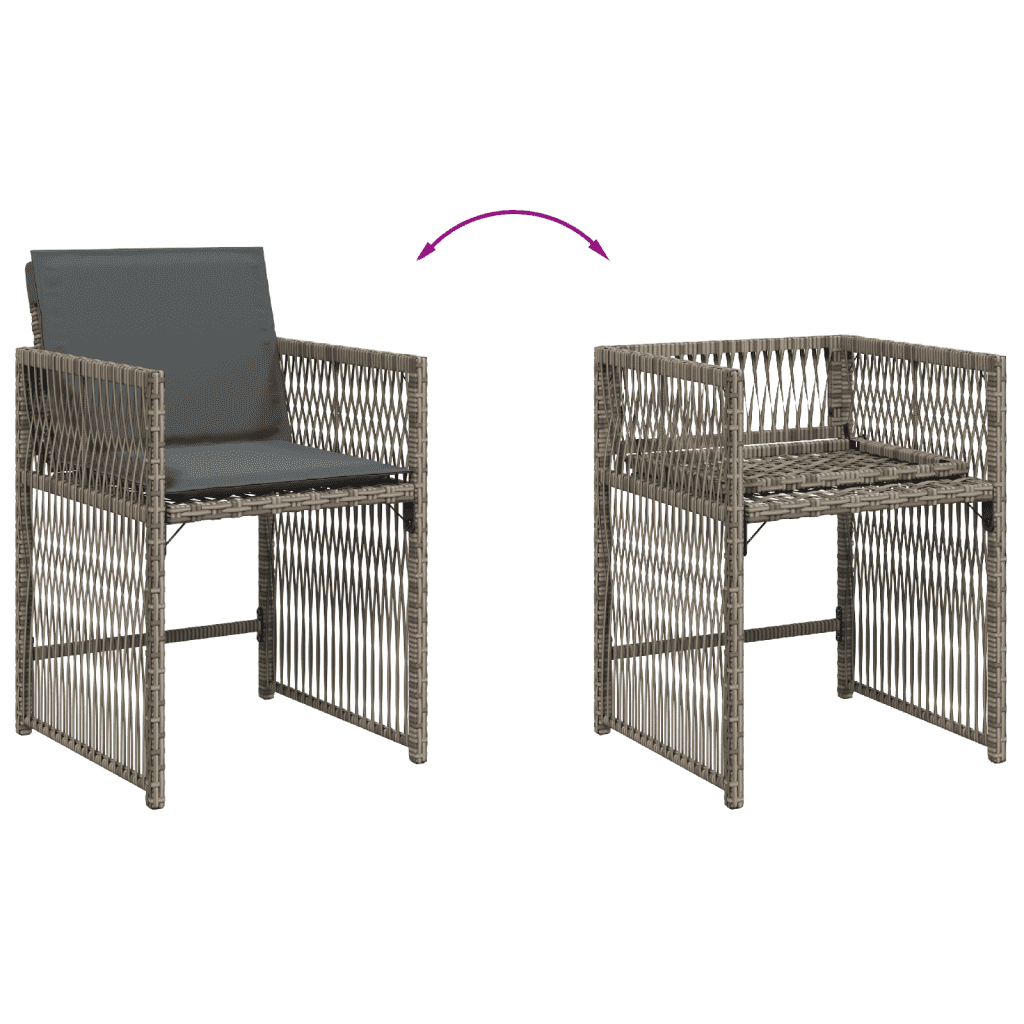 13 Piece Garden Dining Set with Cushions Grey Poly Rattan
