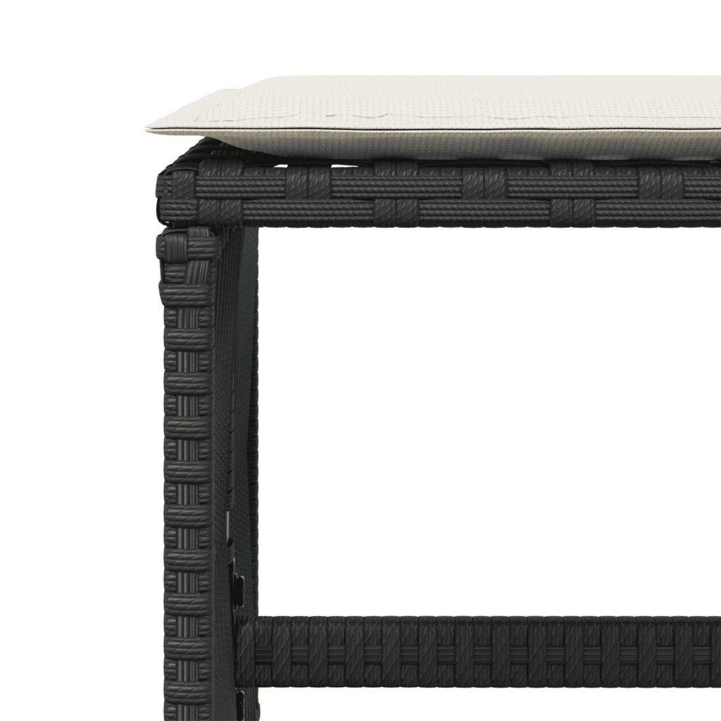17 Piece Garden Dining Set with Cushions Black Poly Rattan