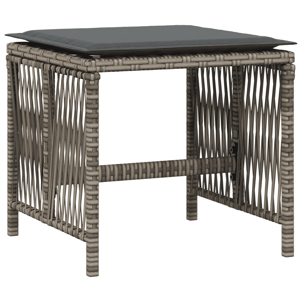 17 Piece Garden Dining Set with Cushions Grey Poly Rattan