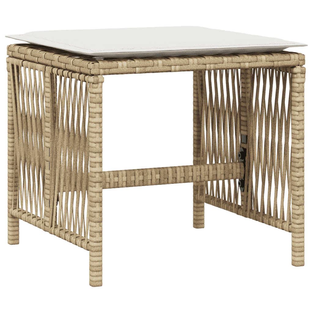 9 Piece Garden Dining Set with Cushions Beige Poly Rattan