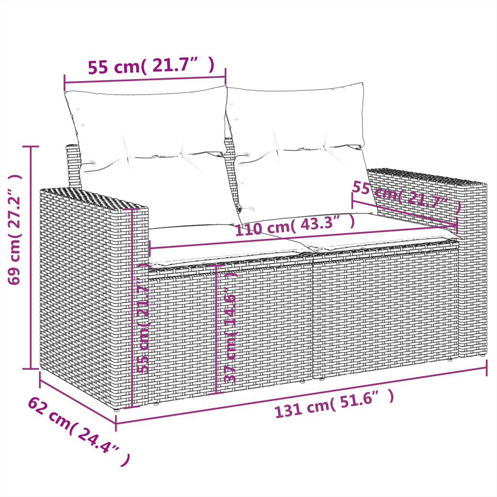 12 Piece Garden Sofa Set with Cushions Black Poly Rattan