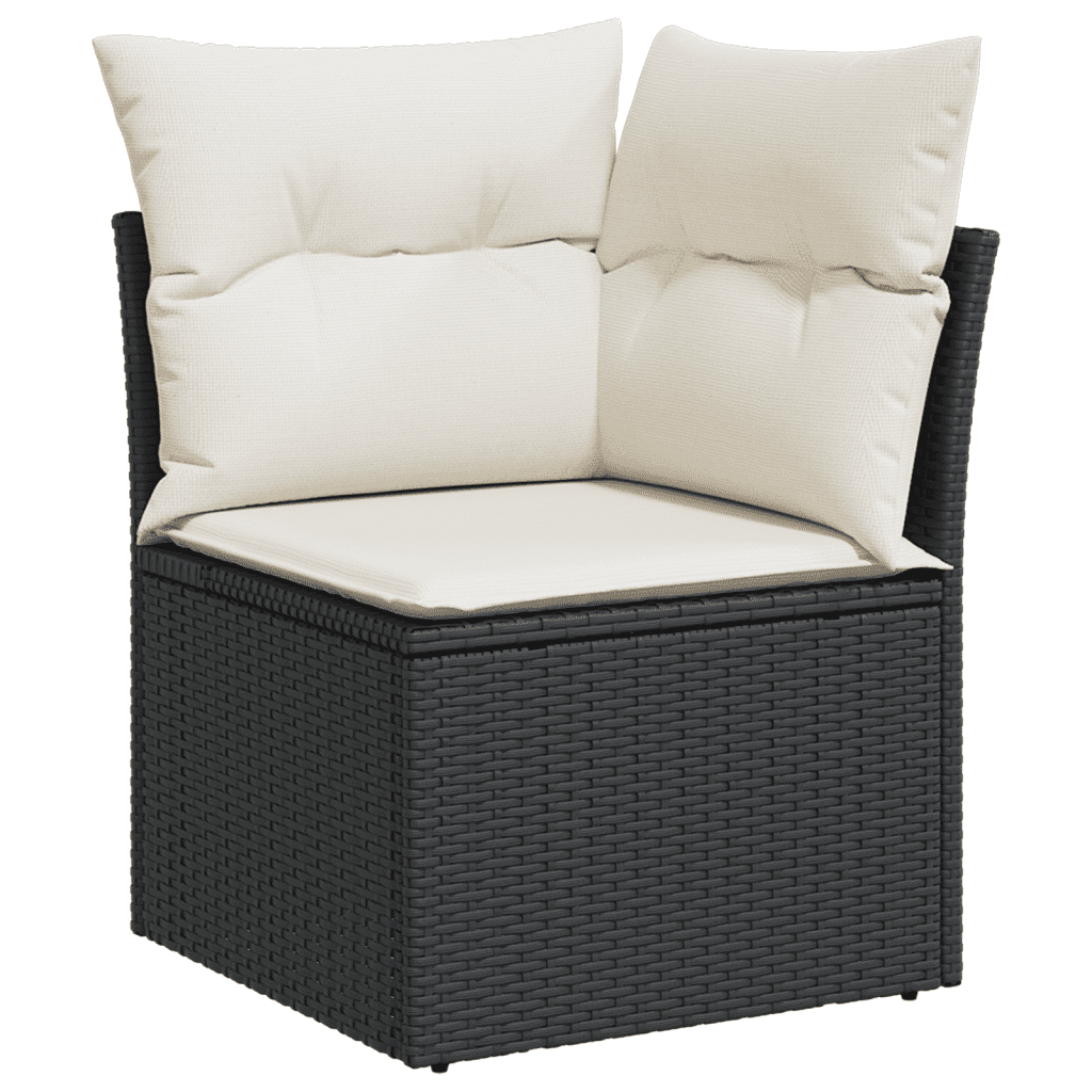 3 Piece Garden Sofa Set with Cushions Black Poly Rattan