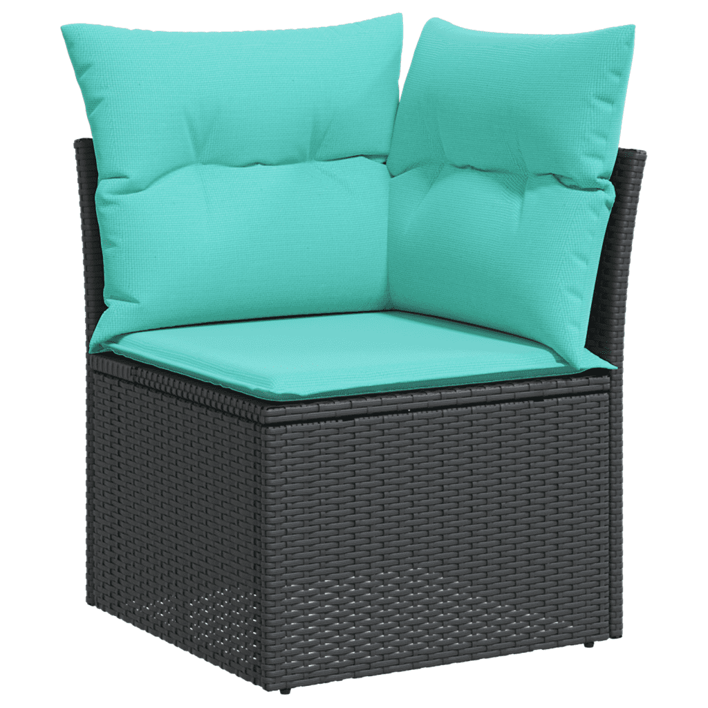 10 Piece Garden Sofa Set with Cushions Beige Poly Rattan