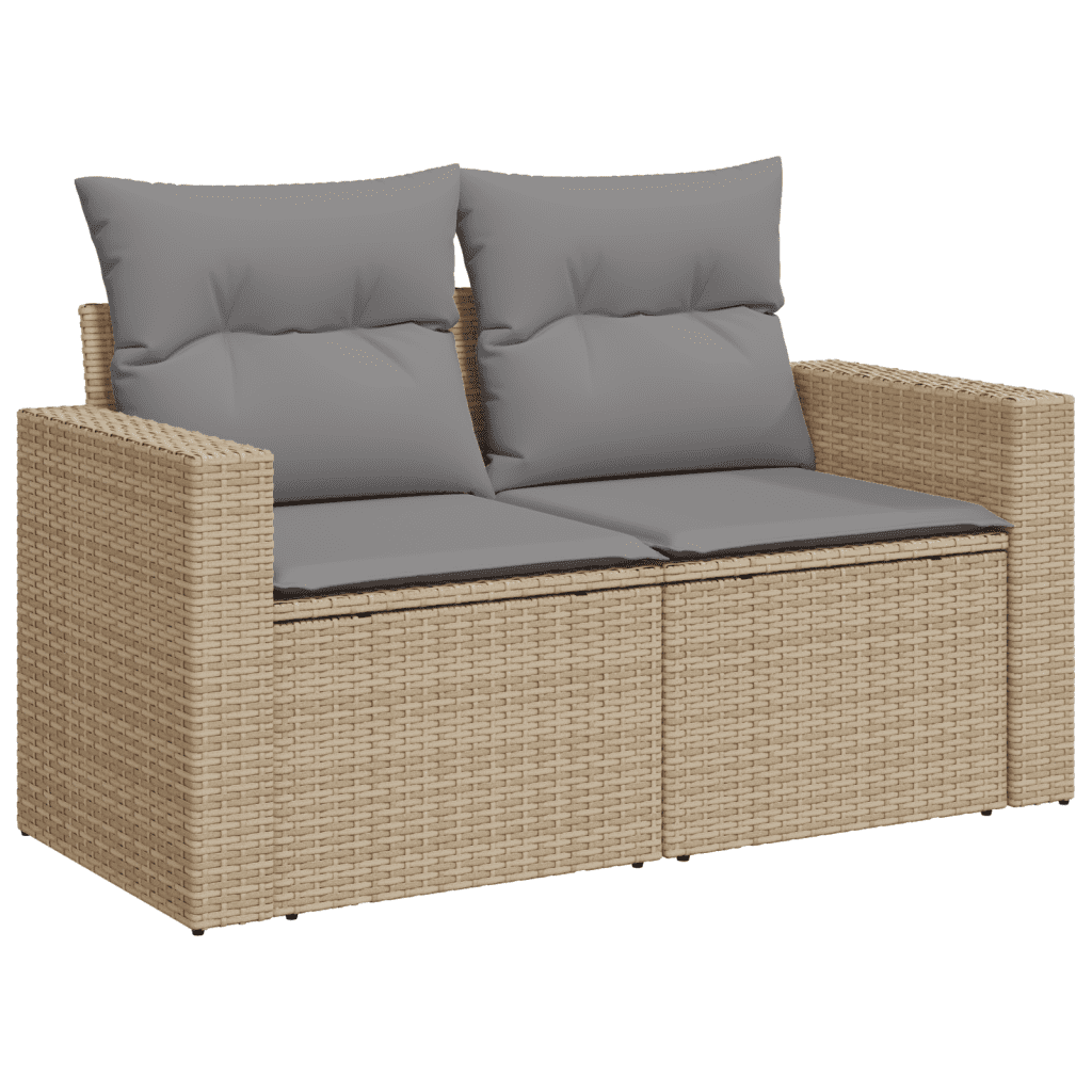 12 Piece Garden Sofa Set with Cushions Beige Poly Rattan