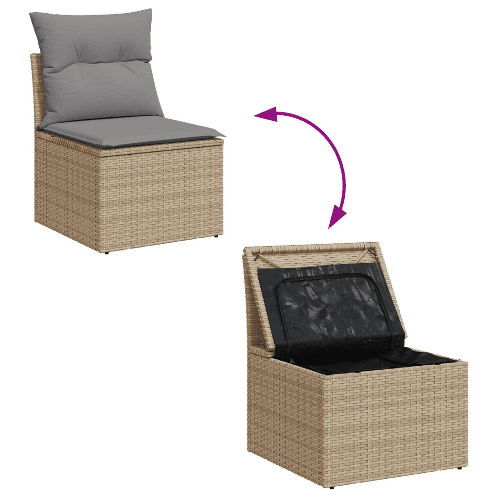 4 Piece Garden Sofa Set with Cushions Beige Poly Rattan