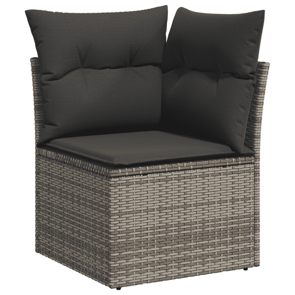 12 Piece Garden Sofa Set with Cushions Grey Poly Rattan