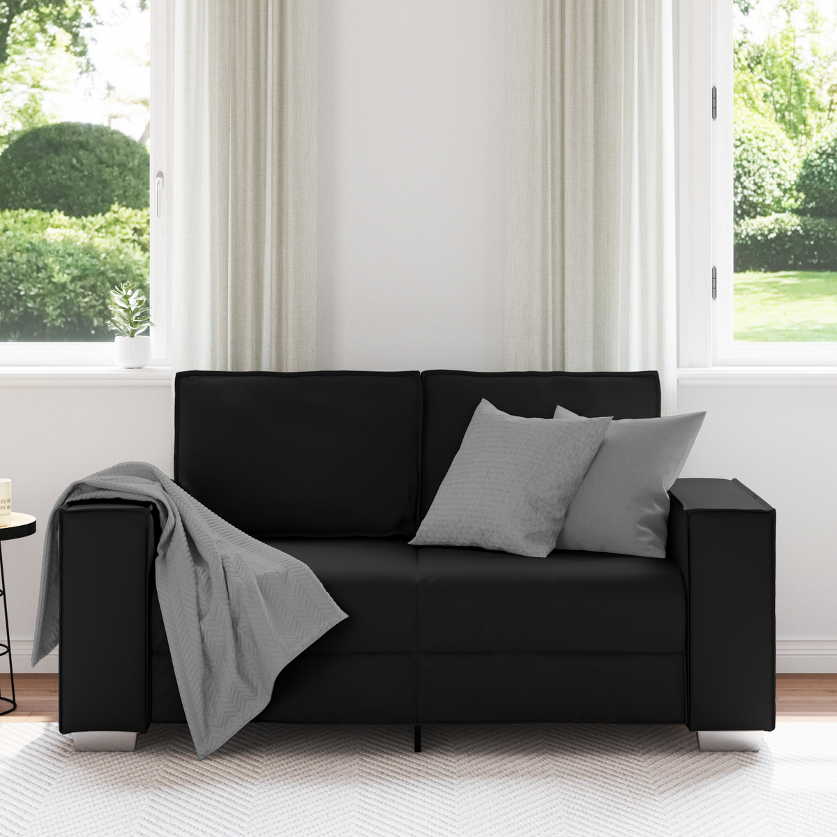Loveseat Sofa Black 160 cm Faux Leather