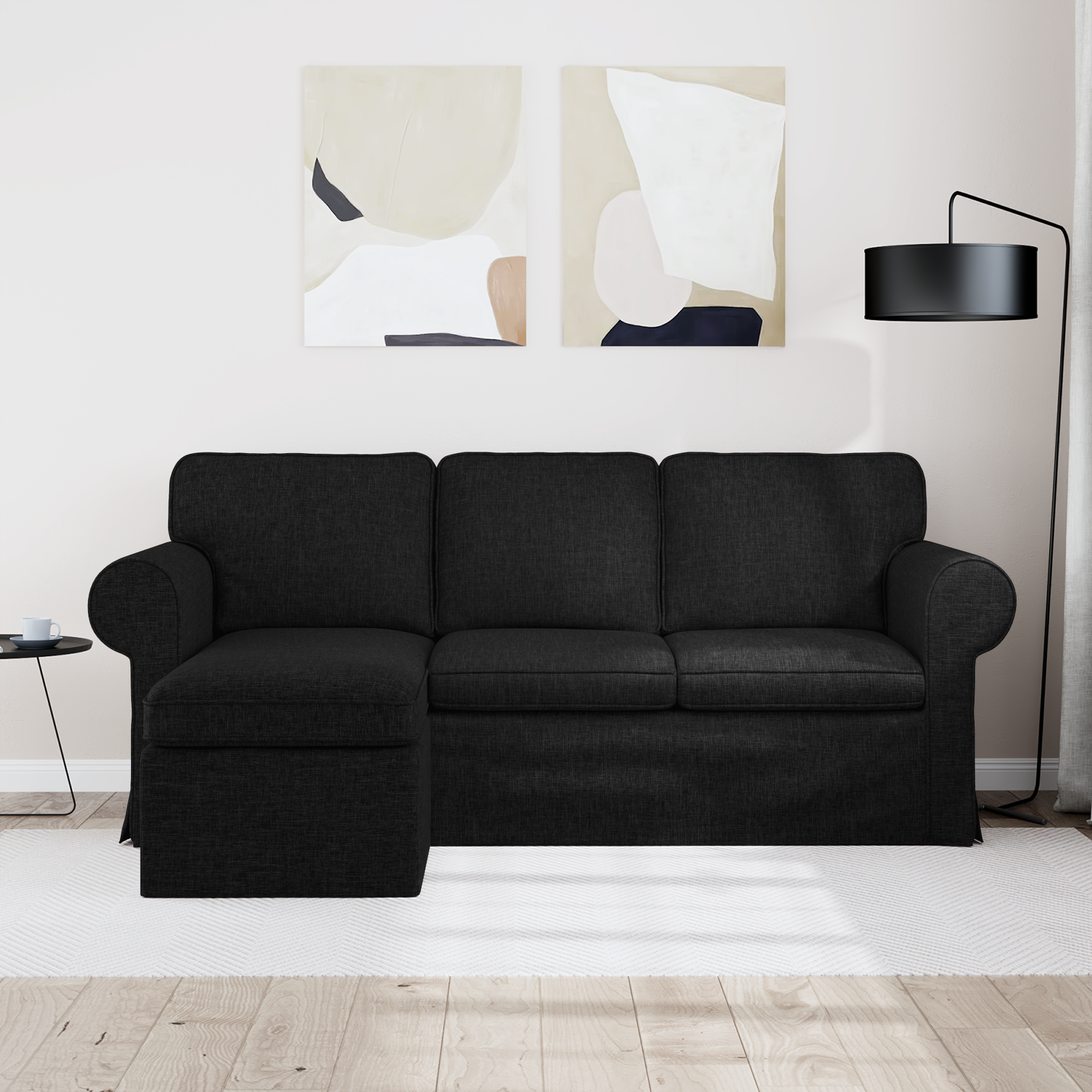 Sofa Black 195 x 138 x 80 cm Fabric