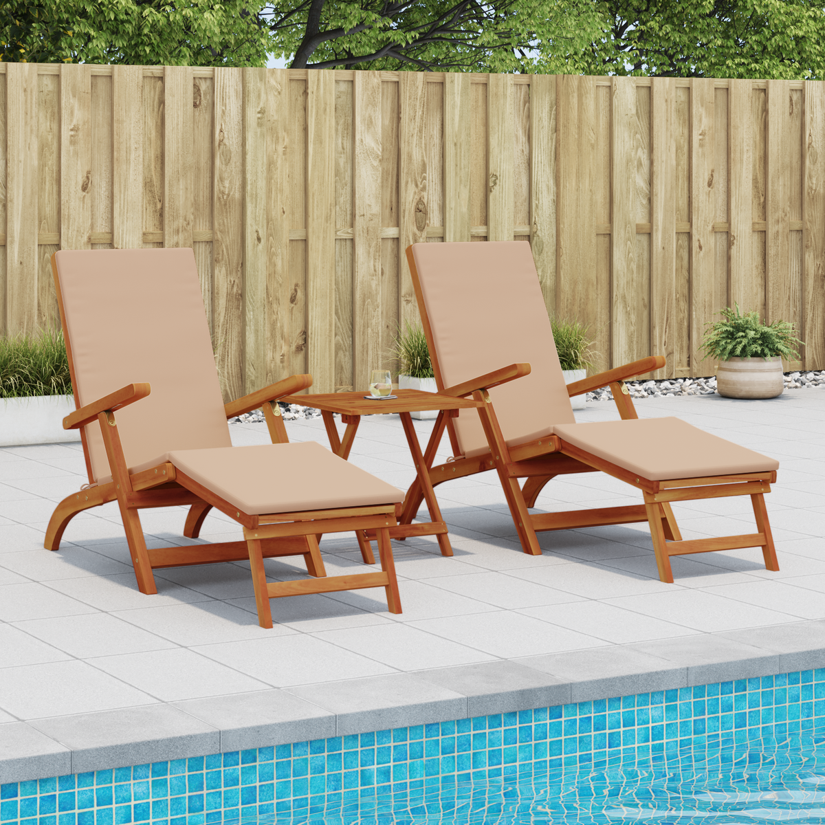 Reclining and Folding Sunlounger 2 pcs 55 x 146 x 91 cm