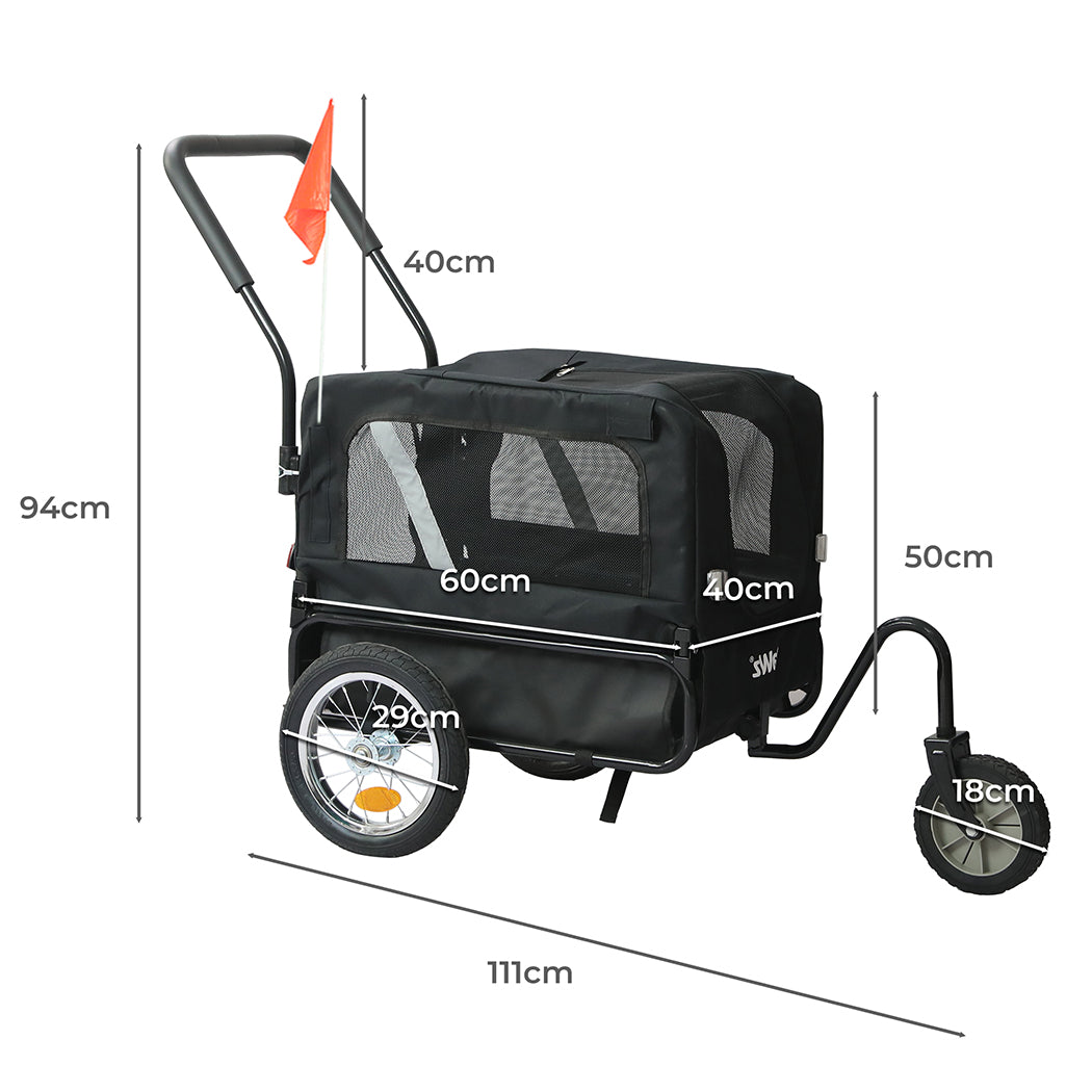 PaWz Pet Stroller Bike Trailer 2-IN-1 Sunroof-1954802608355020802