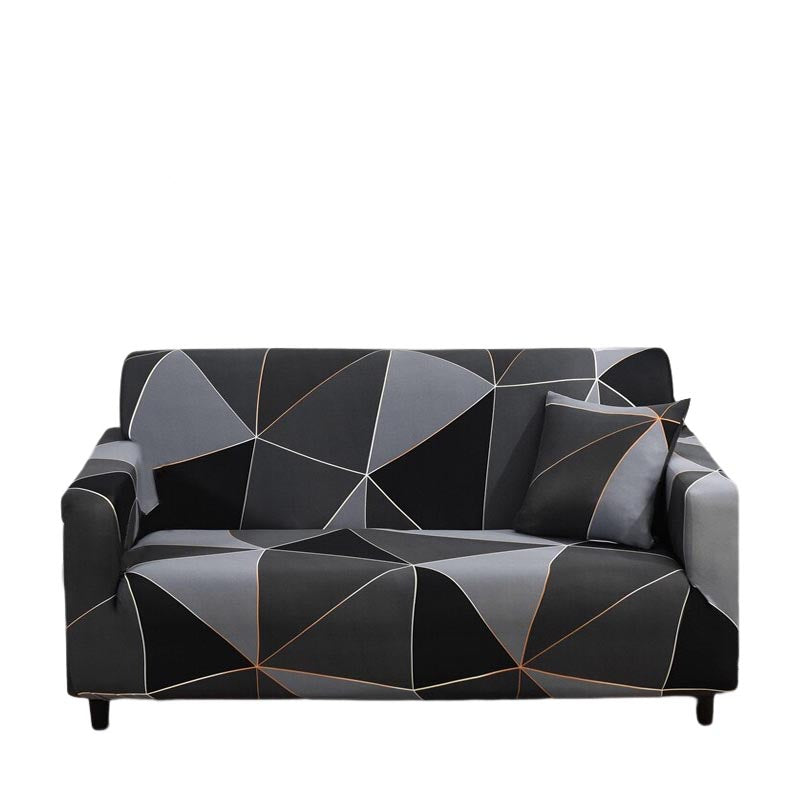 Anyhouz 3 Seater Sofa Cover Gray Triangular Geometric Style and Protection For Living Room Sofa Chair Elastic Stretchable Slipcover
