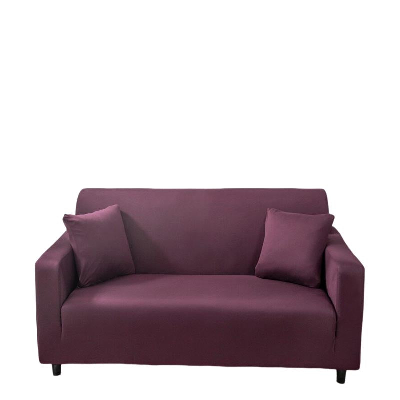 Anyhouz 3 Seater Sofa Cover Plain Bean Paste Red Style and Protection For Living Room Sofa Chair Elastic Stretchable Slipcover