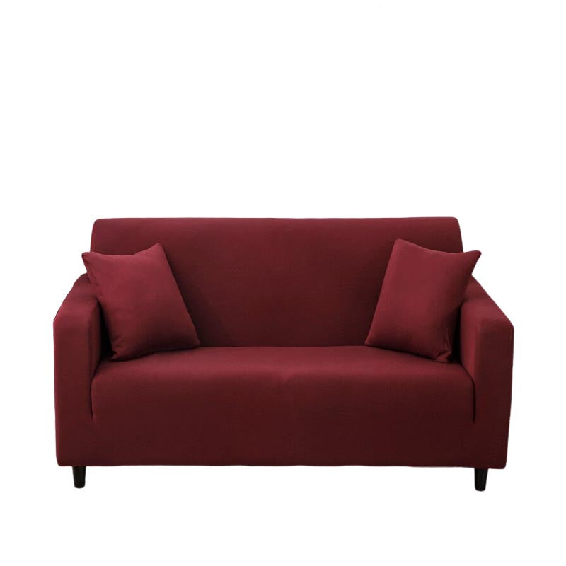 Anyhouz 3 Seater Sofa Cover Plain Wine Red Style and Protection For Living Room Sofa Chair Elastic Stretchable Slipcover