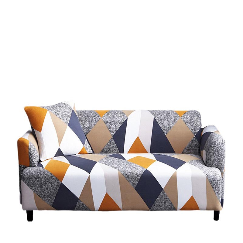 Anyhouz 3 Seater Sofa Cover Khaki Geometric Style and Protection For Living Room Sofa Chair Elastic Stretchable Slipcover