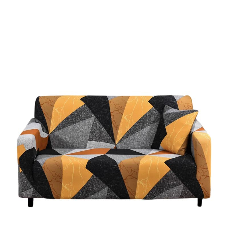 Anyhouz 3 Seater Sofa Cover Golden Yellow Geometric Style and Protection For Living Room Sofa Chair Elastic Stretchable Slipcover