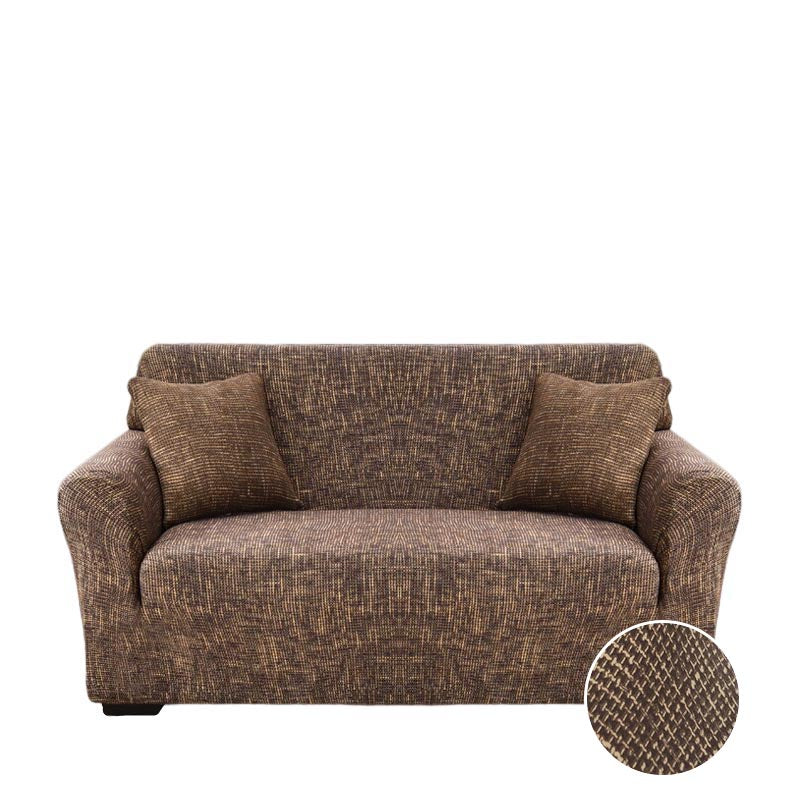 Anyhouz 3 Seater Sofa Cover Plain Brown Style and Protection For Living Room Sofa Chair Elastic Stretchable Slipcover