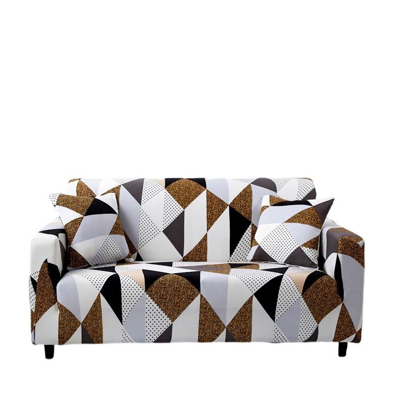 Anyhouz 3 Seater Sofa Cover Beige Geometric Style and Protection For Living Room Sofa Chair Elastic Stretchable Slipcover