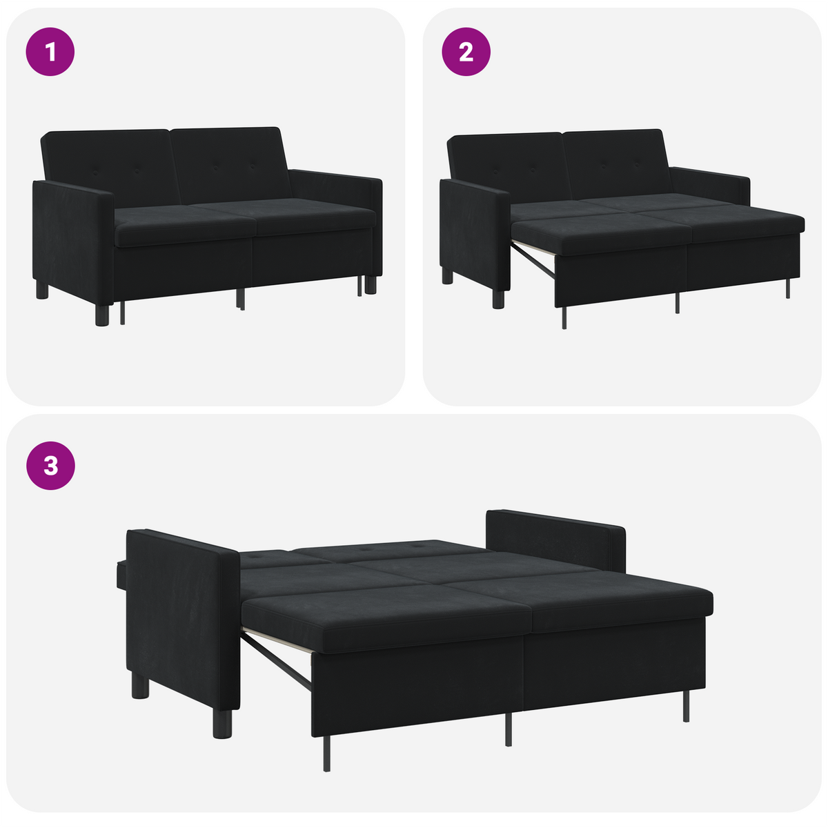 Sofa Bed Black Fabric