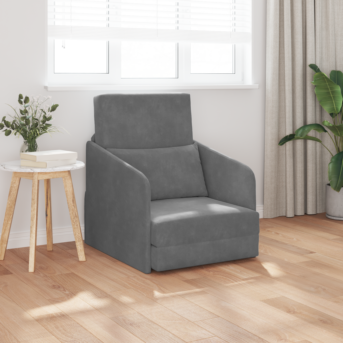 Sofa Bed Dark Grey 65 x 80 x 83 cm Velvet