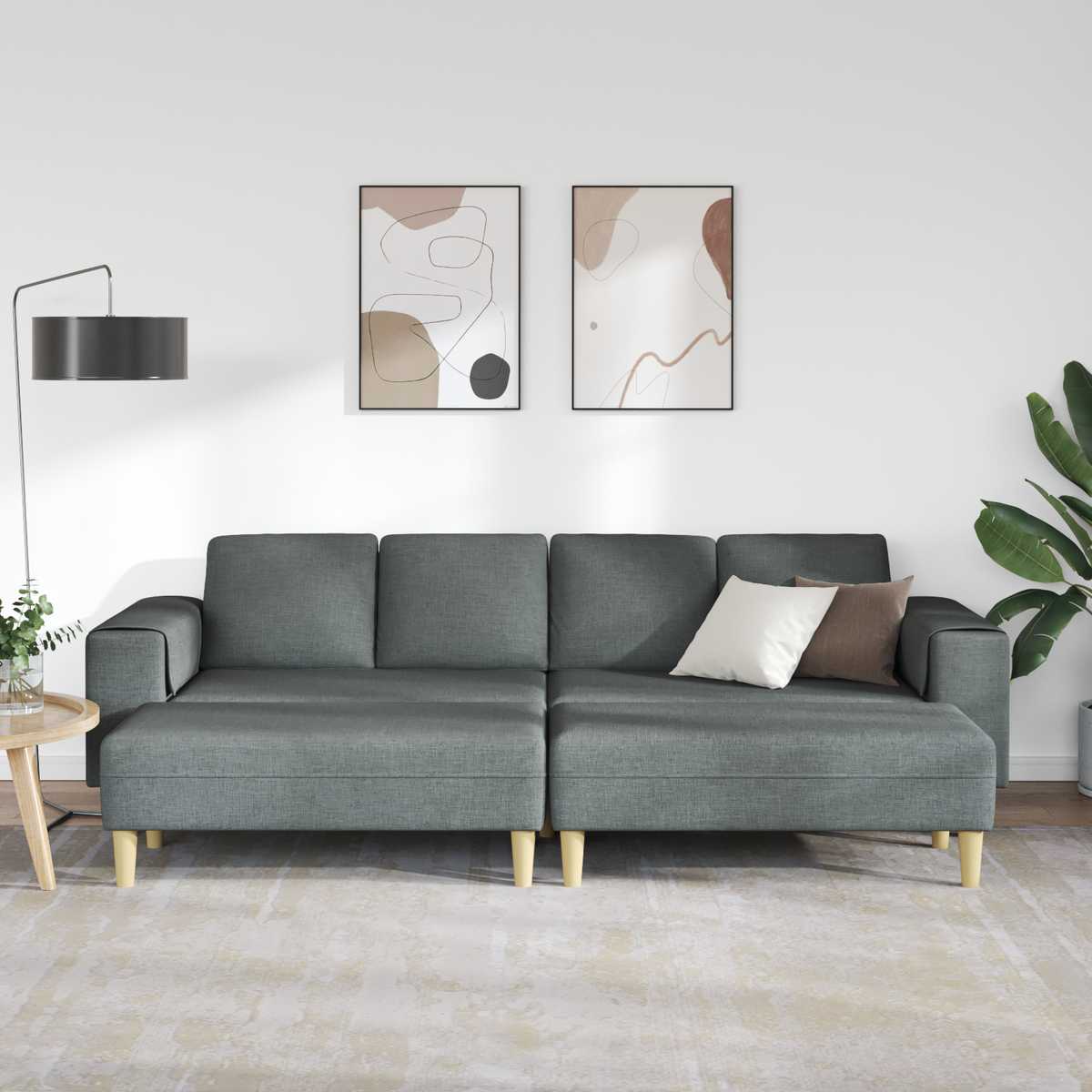 Living Room Couch 3 pcs Dark Grey Polyester