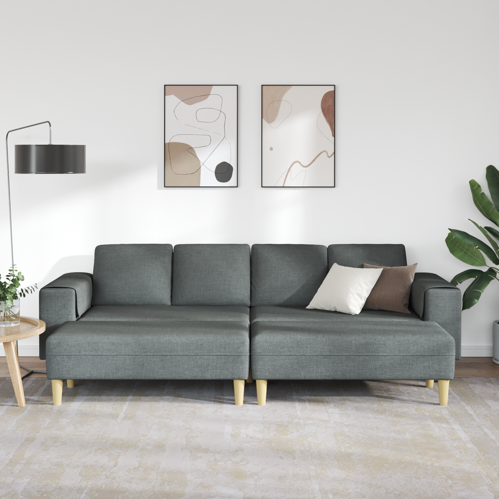Living Room Couch 3 pcs Dark Grey Polyester