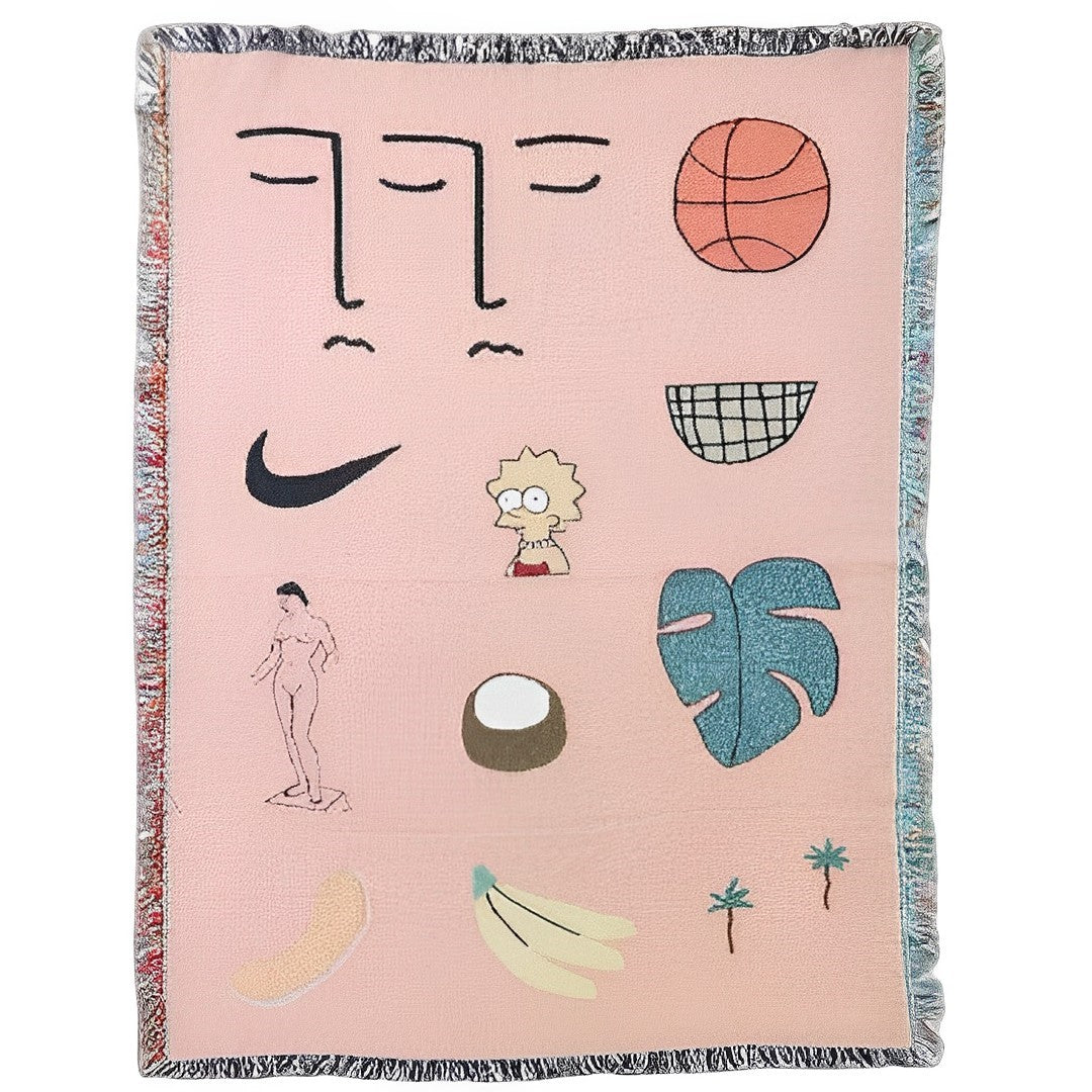 Anyhouz Pink Blanket Hawaiian Tapestry Leisure Blanket Home Decorative Sofa Cover Outdoor Picnic Camping Mat 130*160cm