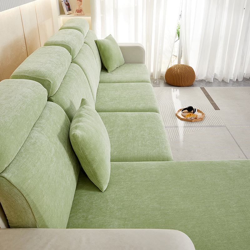Anyhouz Sofa Cover Mint Green L-Shape Polyester Chenille Thick Stretchable Cushion For Living Room Head Cushion Large