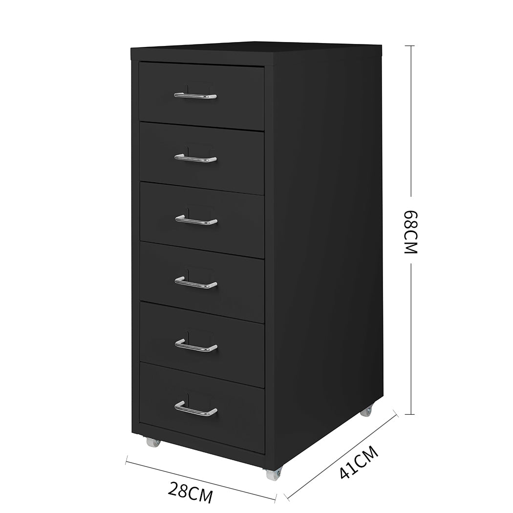 Levede 6 Drawer Office Cabinet Drawers Black-1954802725430628354