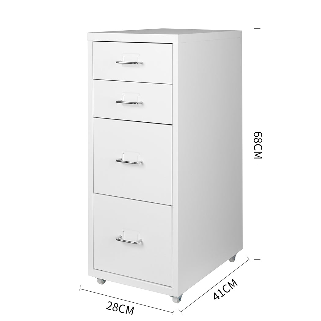 Levede 4 Drawer Office Drawers Cabinet White-1954802724906340354