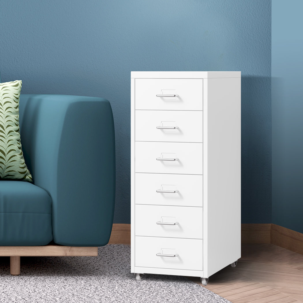 Levede 6 Drawer Office Cabinet Drawers White-1954802725782949896