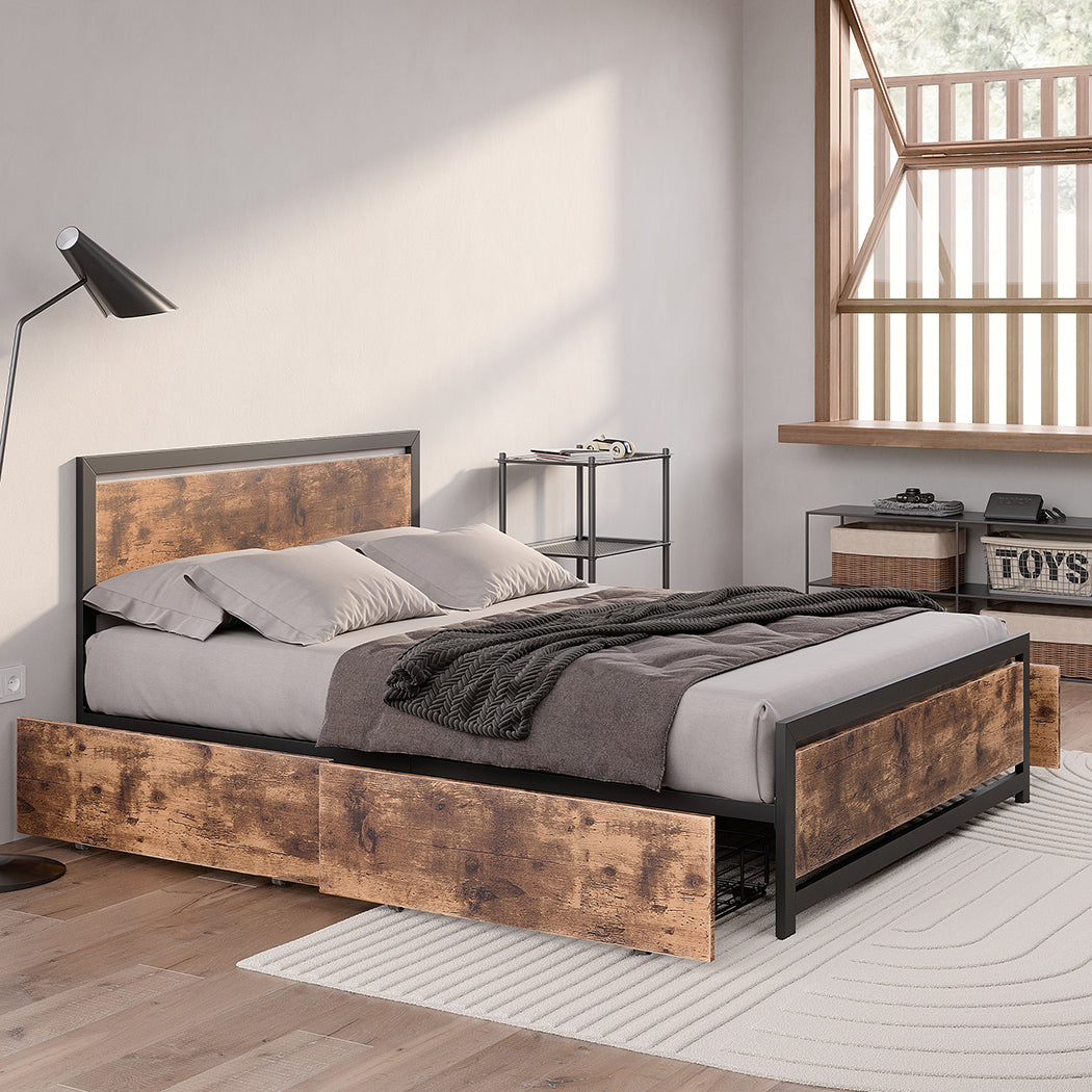 Levede Industrial Bed Frame Double Mattress-1954802935523315719