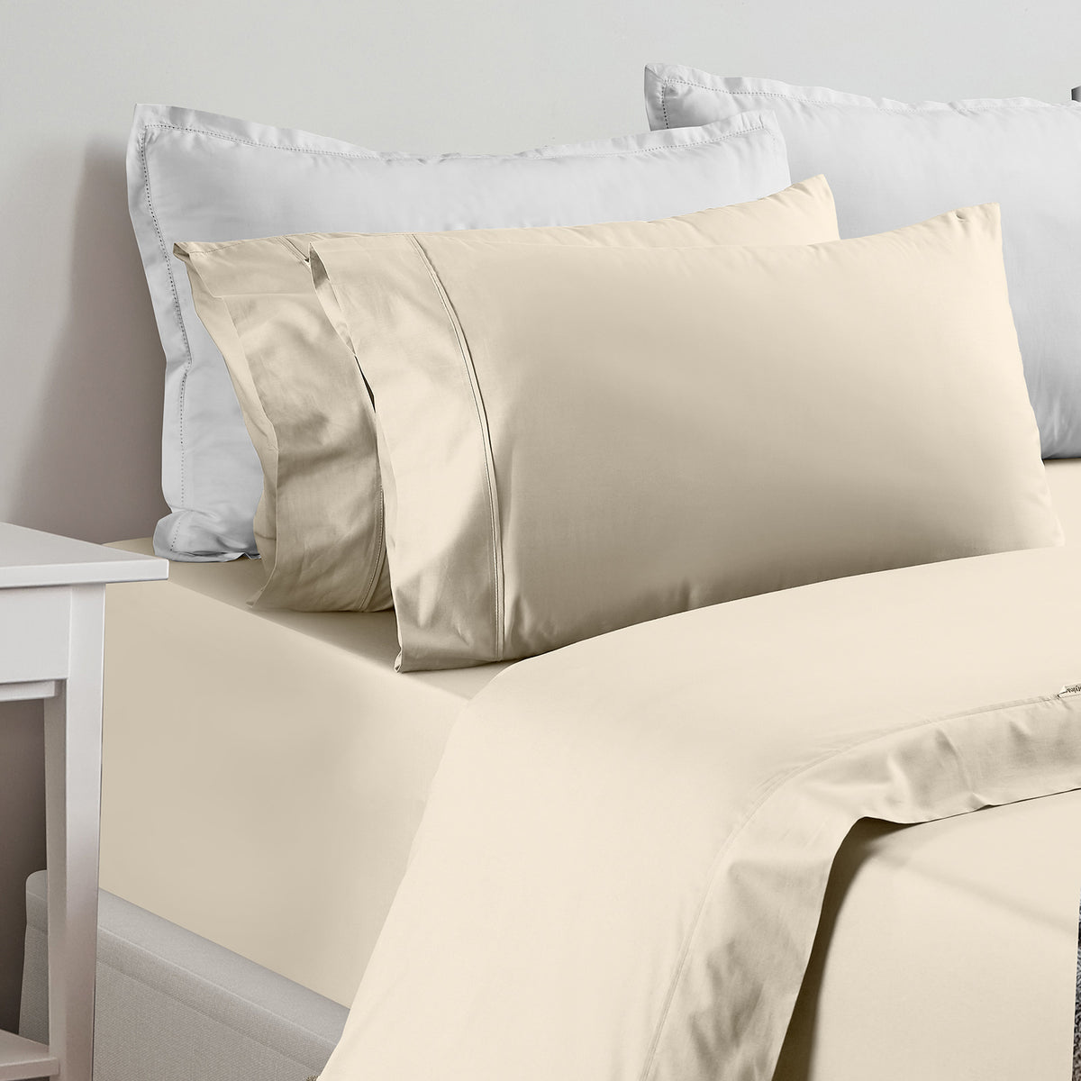 Renee Taylor 1500 Thread count Cotton Blend Sheet sets King Ivory-1951134873129455616