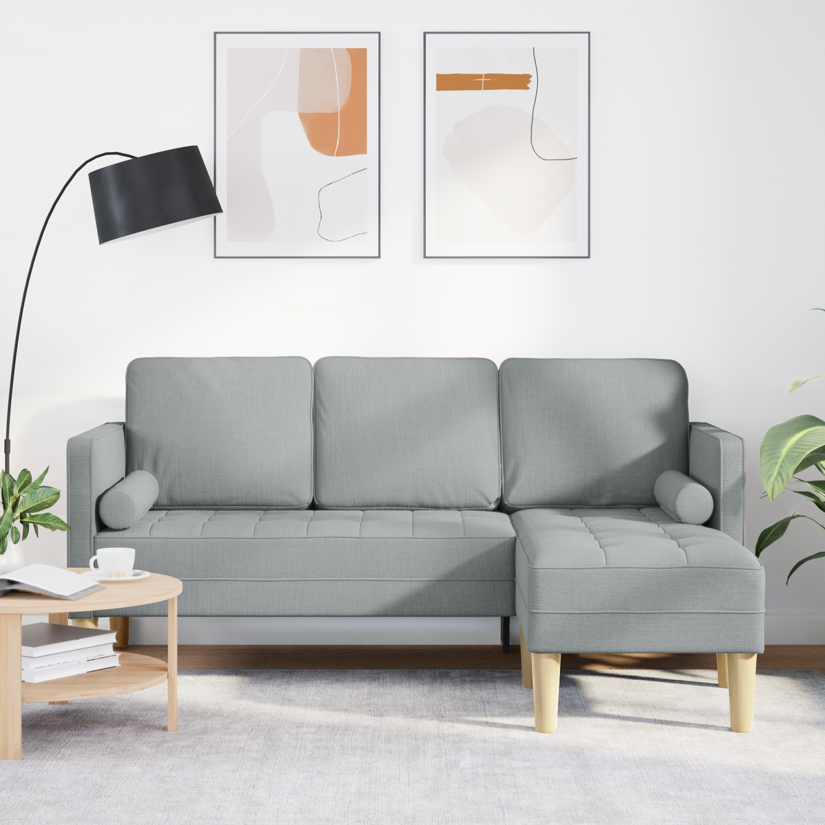 Sofa Set with Cushion Light Grey Polyester