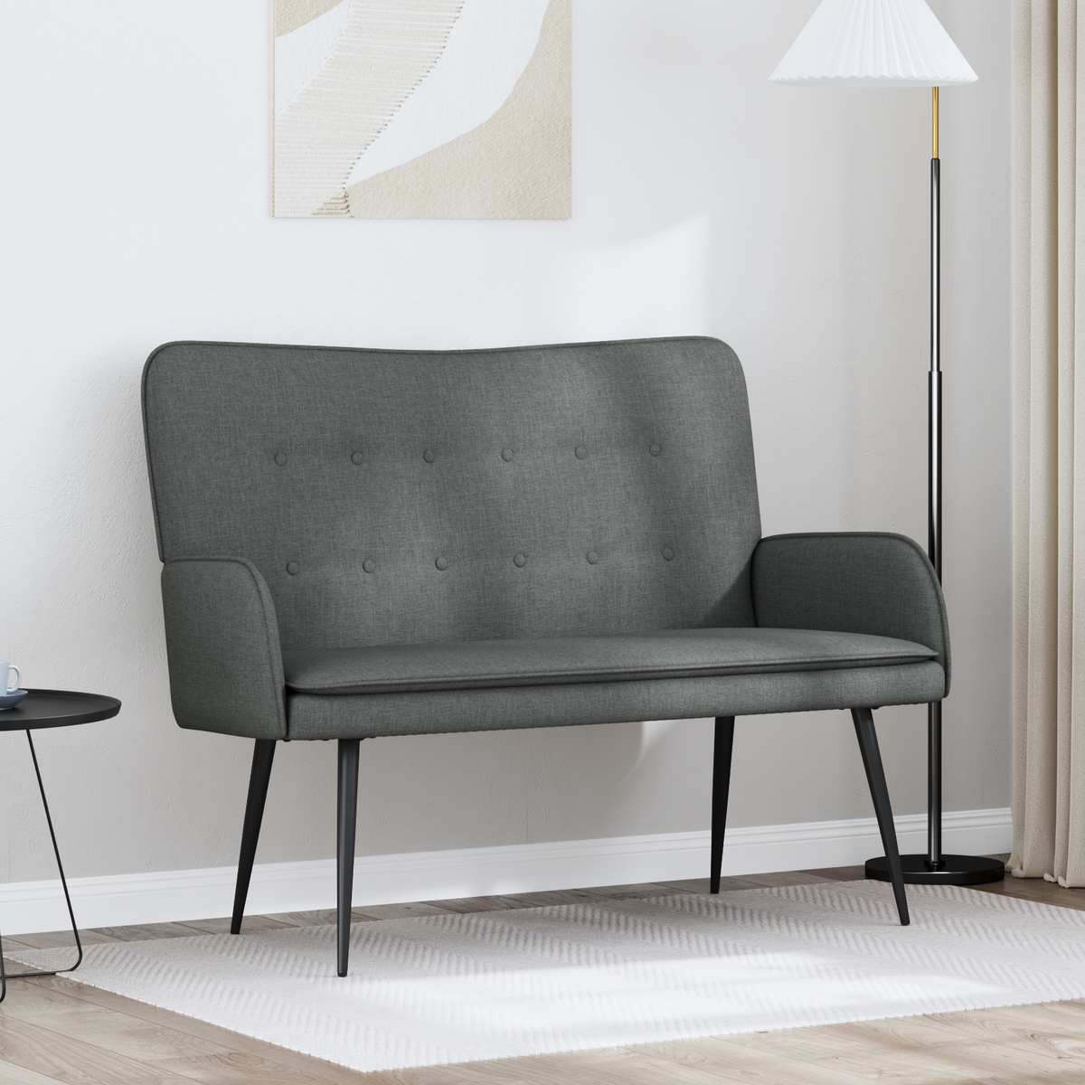 2-Seater Sofa Dark Grey 115 x 61 x 87 cm Fabric